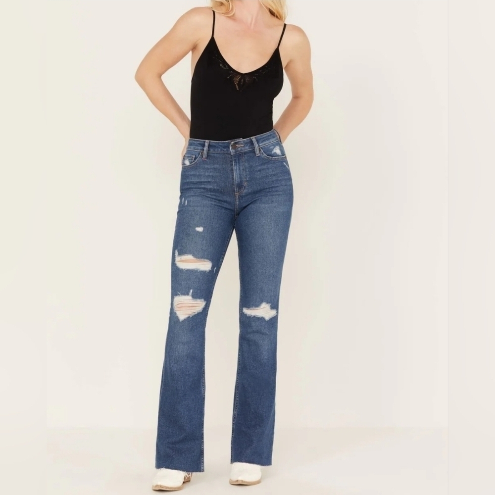 Idyllwind Navaho Dark Wash High Risin' Distressed Bootcut Jeans 16x34